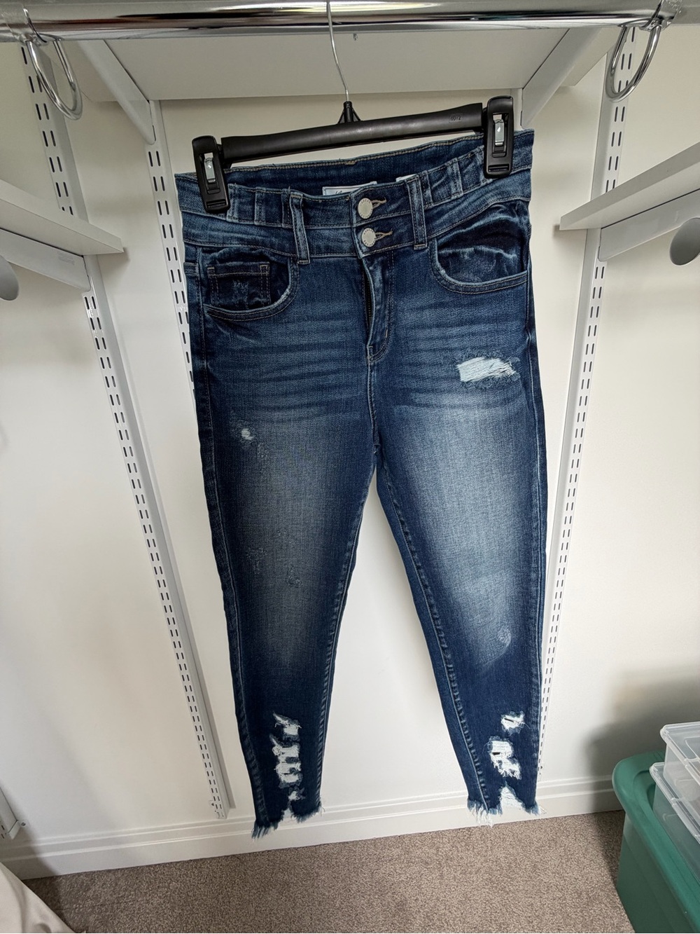 KanCan Dark Blue Distressed Ankle Jeans